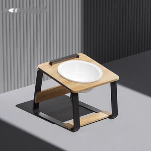 Ceramic Double Pet Feeding Bowl With Stand